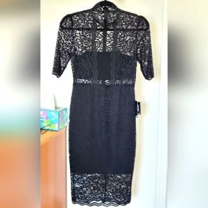 Lace Mock-neck Sheath Dress